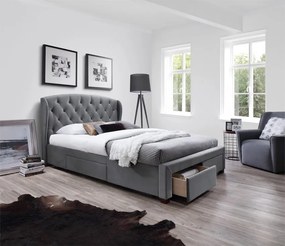Letto Sabrina imbottito in tessuto grigio - 160x200 cm