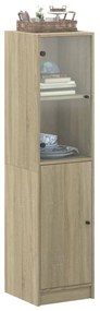 Credenza con anta in vetro rovere sonoma 35x37x142 cm