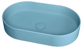 Lavabo da appoggio ovale in ceramica L 60 x P 20 x H 14 cm blu