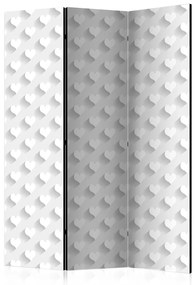 Paravento Cuori grigi (3-parti) - sfondo bianco con motivo ripetitivo di cuori