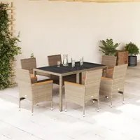 Set da Pranzo da Giardino 7 pz con Cuscini Polyrattan e Vetro 3278660