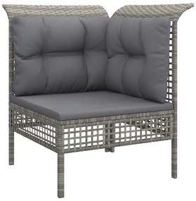 Set divani da giardino 4 pz con cuscini in polyrattan grigio