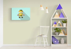 Stampa su tela – Robot giallo con sfondo blu