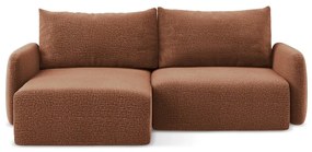 Divano angolare color mattone allungabile/con contenitore (con penisola a sinistra) Kalena – Makamii