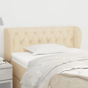 Testiera Ad Orecchio Crema 93x23x78/88 Cm İn Tessuto /