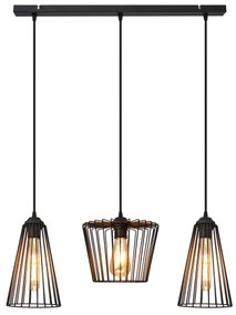 Lampadario a sospensione con filo TORRI 3xE27/15W/230V nero
