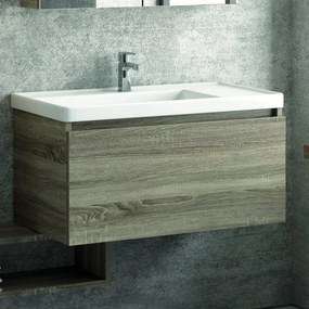 Composizione bagno sospesa 80cm composta da mobile colonna specchio e pensile - KAMALU