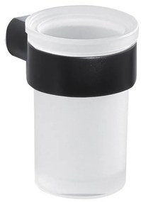 Gedy - Portaspazzolino a parete PIRENEI bianco latte vetro/nero