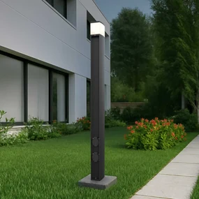 Paletto da Giardino Rettangolare Doppia Presa Corrente 1m, G9 - Nero Colore del corpo Nero