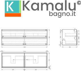 Mobile bagno 140 cm 4 cassetti doppio lavabo legno chiaro | KAM-HR140C - KAMALU