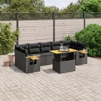 Set Divani da Giardino con Cuscini 8 pz Nero in Polyrattan 3273428