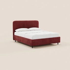 KAELOS letto minimal imbottito - vano contenitore, piedi alti e testiera arrotondata in tessuto ciniglia