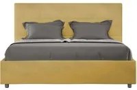 Letto Matrimoniale 160x200 cm con Rete e Contenitore Mika Ocra