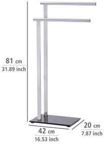 WENKO 22090100 - Porta asciugamani LAVA 42x81 cm in acciaio inox, finitura argento/nera