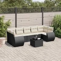 Set Divani da Giardino con Cuscini 8 pz Nero in Polyrattan 3253473