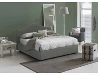 Letto matrimoniale Angiolina, Letto contenitore con rivestimento in tessuto, Made in Italy, Apertura frontale, adatto per materasso 160x200 cm, Grigio