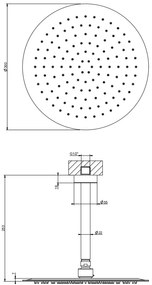 Soffione Doccia 30 cm con braccio a soffitto orientabile Anticalcare Mirror Steel Shower 47259 Emporio Gessi