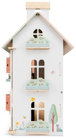 Casa delle bambole in legno con arredamento