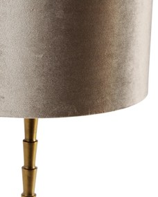 Tafellamp brons met velours kap taupe 35cm - Pisos