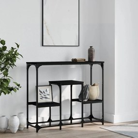 Tavolino Consolle Nero 89,5x28x76 Cm İn Legno Multistrato /