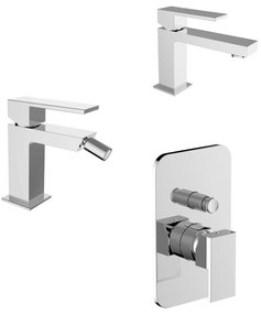 Teorema Pillar Set Miscelatori Monocomando Lavabo Bidet E Doccia Con Deviatore Cromo