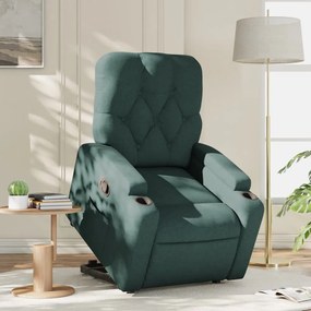 Poltrona Alzapersona Reclinabile Verde Scuro İn Tessuto /