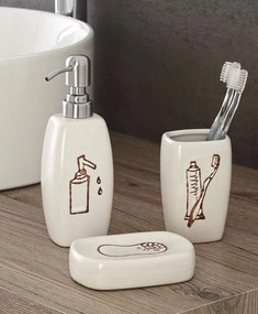 Set in ceramica e acciaio 3 pz: dispenser, portaspazzolino e portasapone in diverse colorazioni