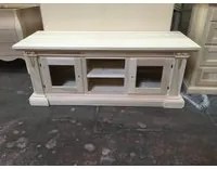 Porta tv 2 porte in legno grezzo arte povera l.158 p.60 h.62