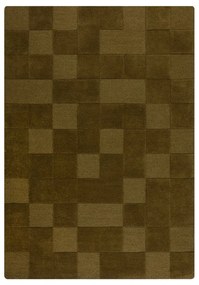 Tappeto in lana kaki tessuto a mano 200x290 cm Checkerboard - Flair Rugs