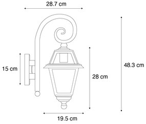 Lampa da parete classica per esterni nera IP44 - Berta