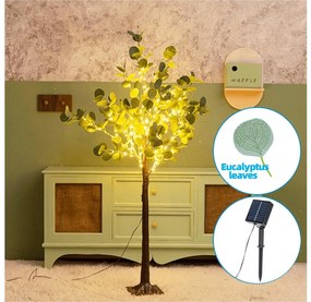 Aigostar - Decorazione solare a LED 210xLED/3,5m IP65 bianco caldo eucalipto