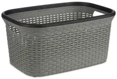 Cesto per i Panni Sporchi Rattan Grigio 36 L (36 x 25,5 x 53 cm)