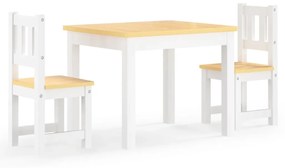 Set tavolo e sedie per bambini 3 pezzi bianco e beige in mdf
