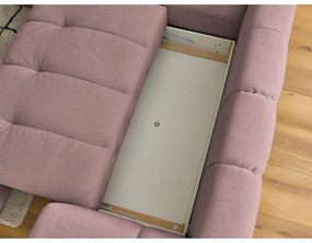 Divano angolare rosa allungabile e con contenitore (penisola a sinistra/a L) con rivestimento in ciniglia Fuji – Bobochic Paris