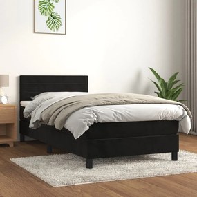Giroletto A Molle Con Materasso Nero 80x200 Cm İn Velluto /