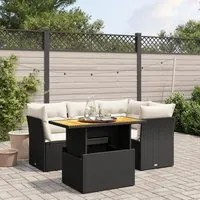 Set Divani da Giardino 5 pz con Cuscini in Polyrattan Nero 3270811