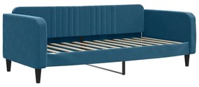 Divano letto estraibile con cassetti blu 90x200 cm in velluto