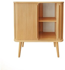 Cassettiera alta colore naturale con trama in rovere con ante scorrevoli 83x95 cm Rove - Woodman