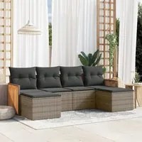 Set Divano da Giardino 6 pz con Cuscini Grigio in Polyrattancod mxl 88119