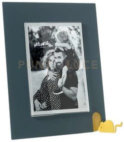 Portafoto topino grande petrolio ,ocra in ferro e polimetilmetacril...