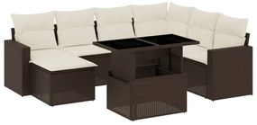 Set divani da giardino 8 pz con cuscini marrone in polyrattan