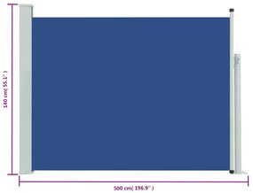 Tenda Laterale Retrattile per Patio 140x500 cm Blu
