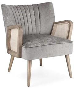 Andrea Bizzotto Virna Poltrona da salotto con gambe in rubberwood e braccioli in rattan silver