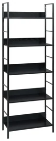 Libreria a 5 ripiani nera 60x27,6x158,5 cm in truciolato