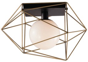 Lampadario Plafoniera Abraxas Class Colore Nero Oro 60W Mis 30 x 30 x 26,5 cm