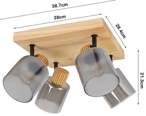Brilagi - Faretto HYGGE 4xE14/15W/230V legno di gomma/vetro fumé
