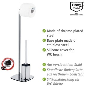 Porta carta igienica con spazzola in acciaio inox Iria - Wenko
