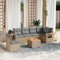 Set Divano da Giardino 7 pz con Cuscini Beige Misto Polyrattan 3256920