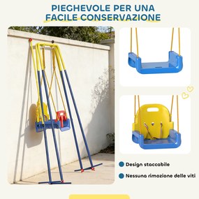Altalena da Giardino per Bambini Trasformabile 3 in 1 Telaio in Metallo Blu...