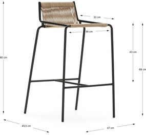 Sgabello da bar beige in metallo (altezza della seduta 65 cm) Emily – Marckeric